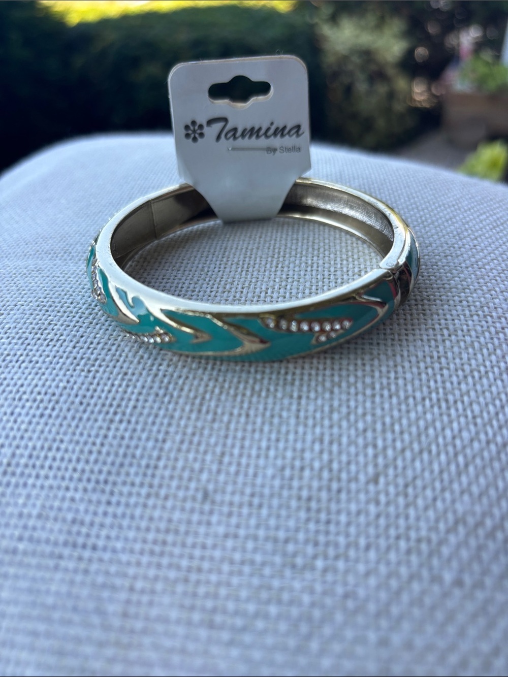 Turquoise Enamel Hinged Bangle Bracelet